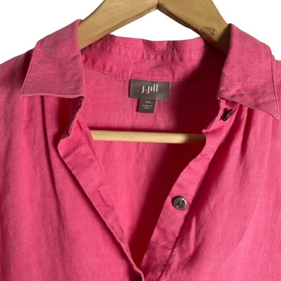 J. Jill Pink 100% Linen Long Sleeve Button Up Shirt Size XS - Picture 2 of 9